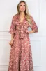 Wild About You Satin Cutout Maxi Dress: RUST/IVORY sold by Bella and Bloom