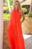 Make an Entrance Halter Maxi Dress: Tangerine sold by Bella and Bloom