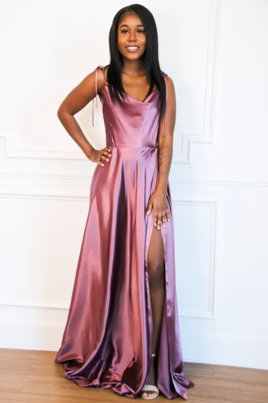 Tonight's the Night Satin Formal Dress: Plum sold by Bella and Bloom