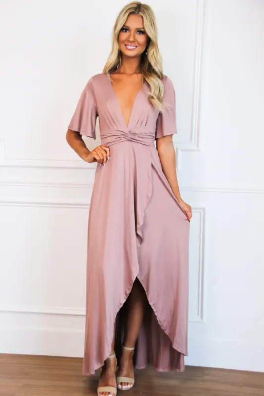 Who to Love Maxi Dress: Mauve sold by Bella and Bloom