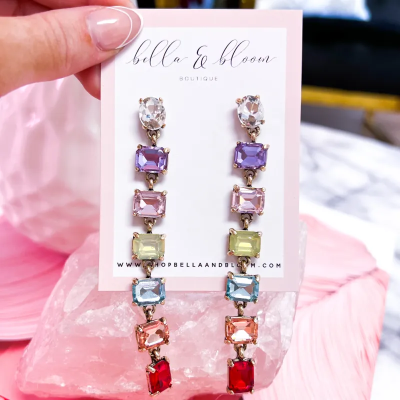 Ombré Dangle Earrings: Rainbow Multi sold by Bella and Bloom