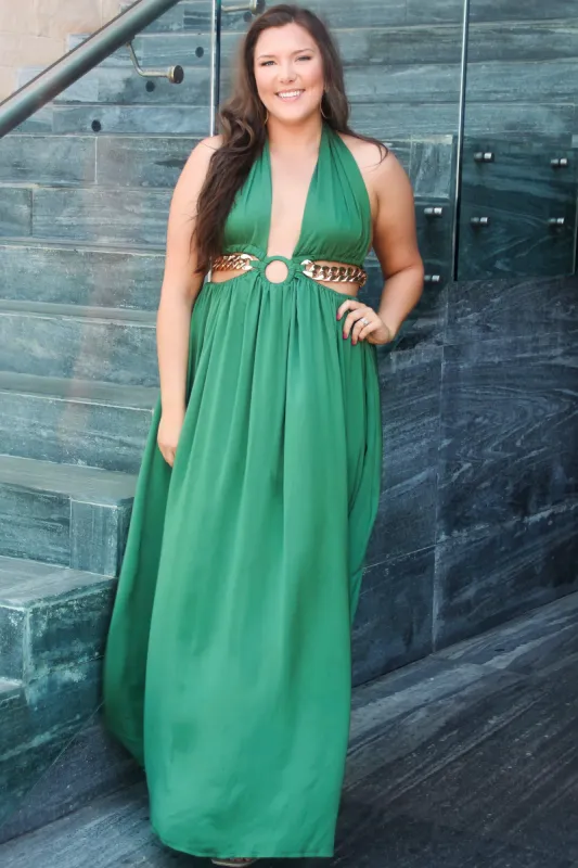 Bali Babe Cutout Maxi Dress: Green sold by Bella and Bloom