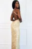 Shine Bright Open Back Sequin Formal Dress: Gold sold by Bella and Bloom