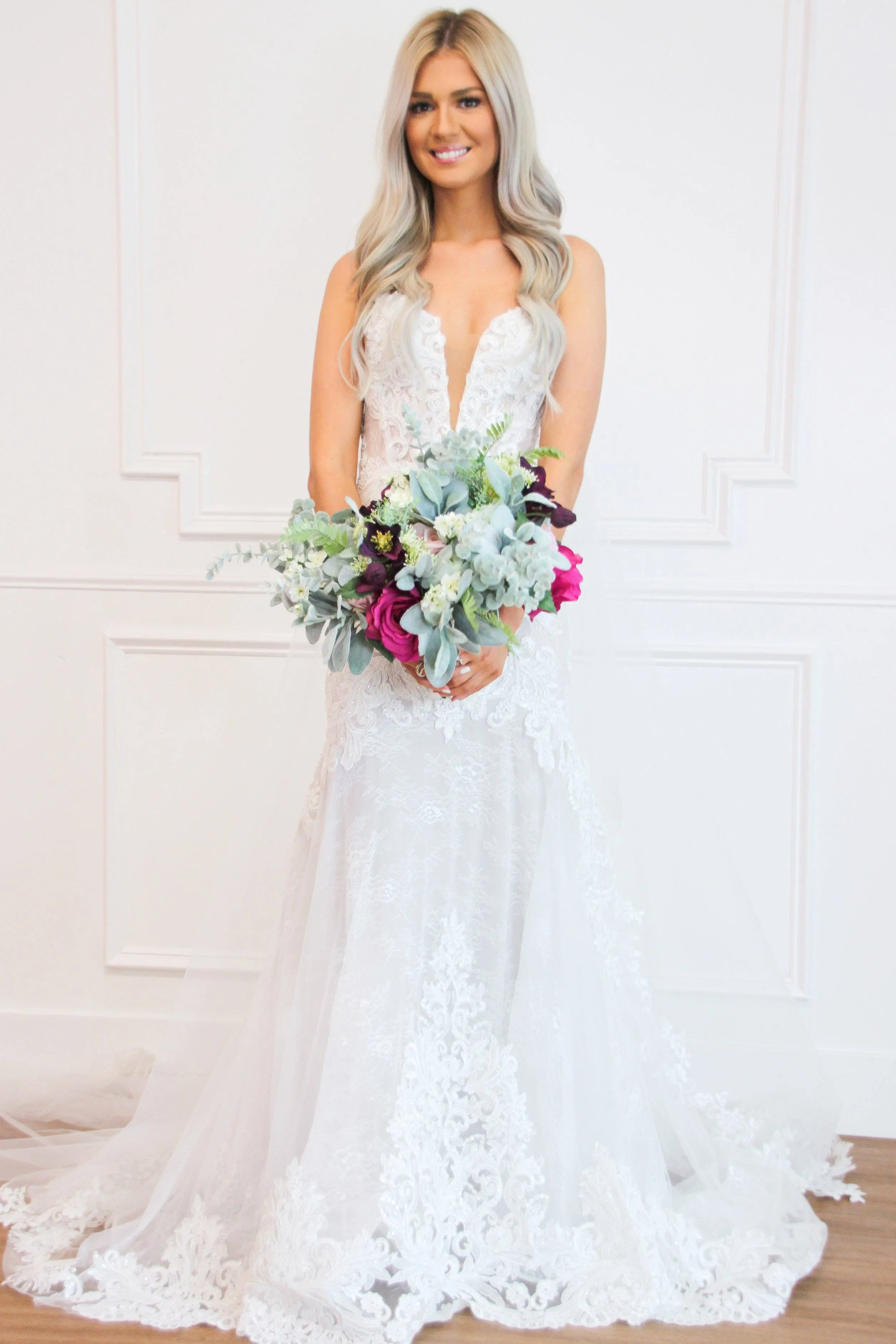 Forever In Love Lace Wedding Dress: White/Nude sold by Bella and Bloom product image thumbnail 3