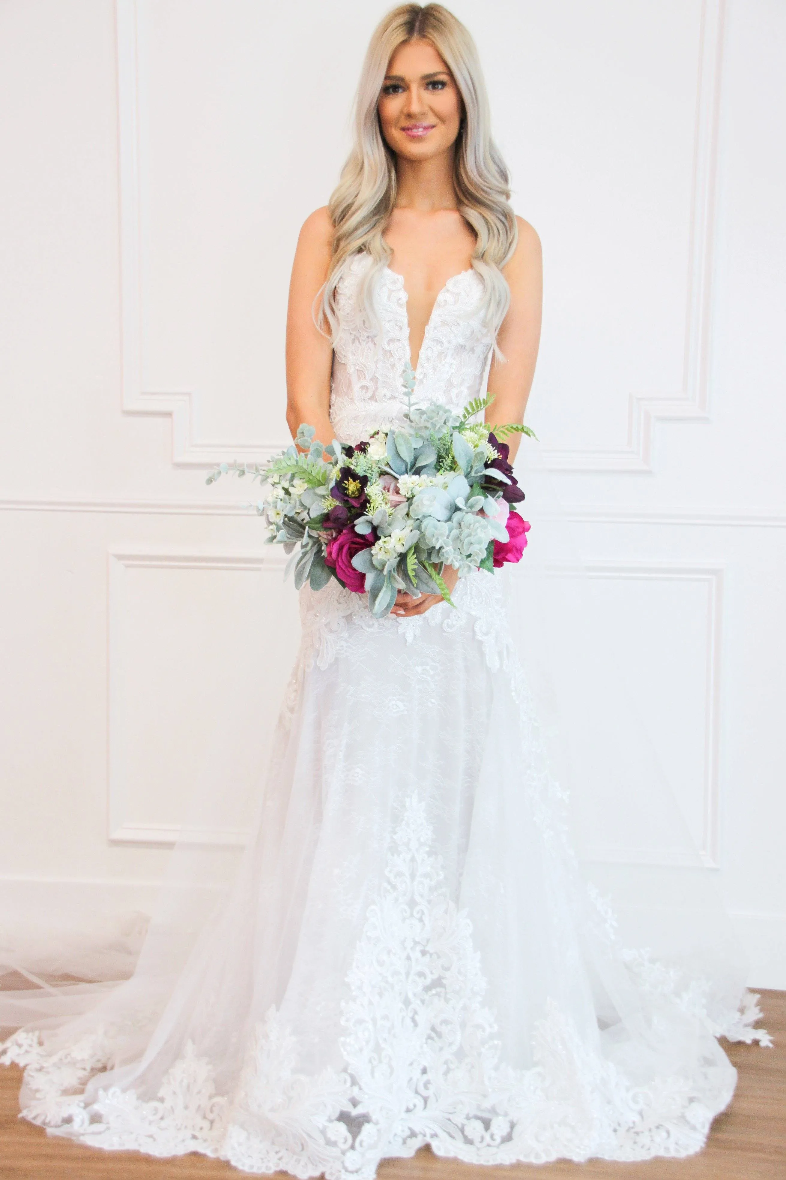 Forever In Love Lace Wedding Dress: White/Nude sold by Bella and Bloom
