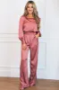 Winter Chic Satin Jumpsuit: Mauve sold by Bella and Bloom