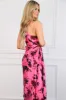 Novelle One Shoulder Pleated Floral Asymmetrical Maxi Dress: Rose Pink sold by Bella and Bloom