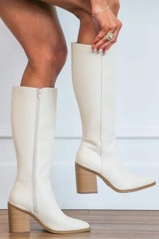 Vapor Knee High Boots: Off White sold by Bella and Bloom