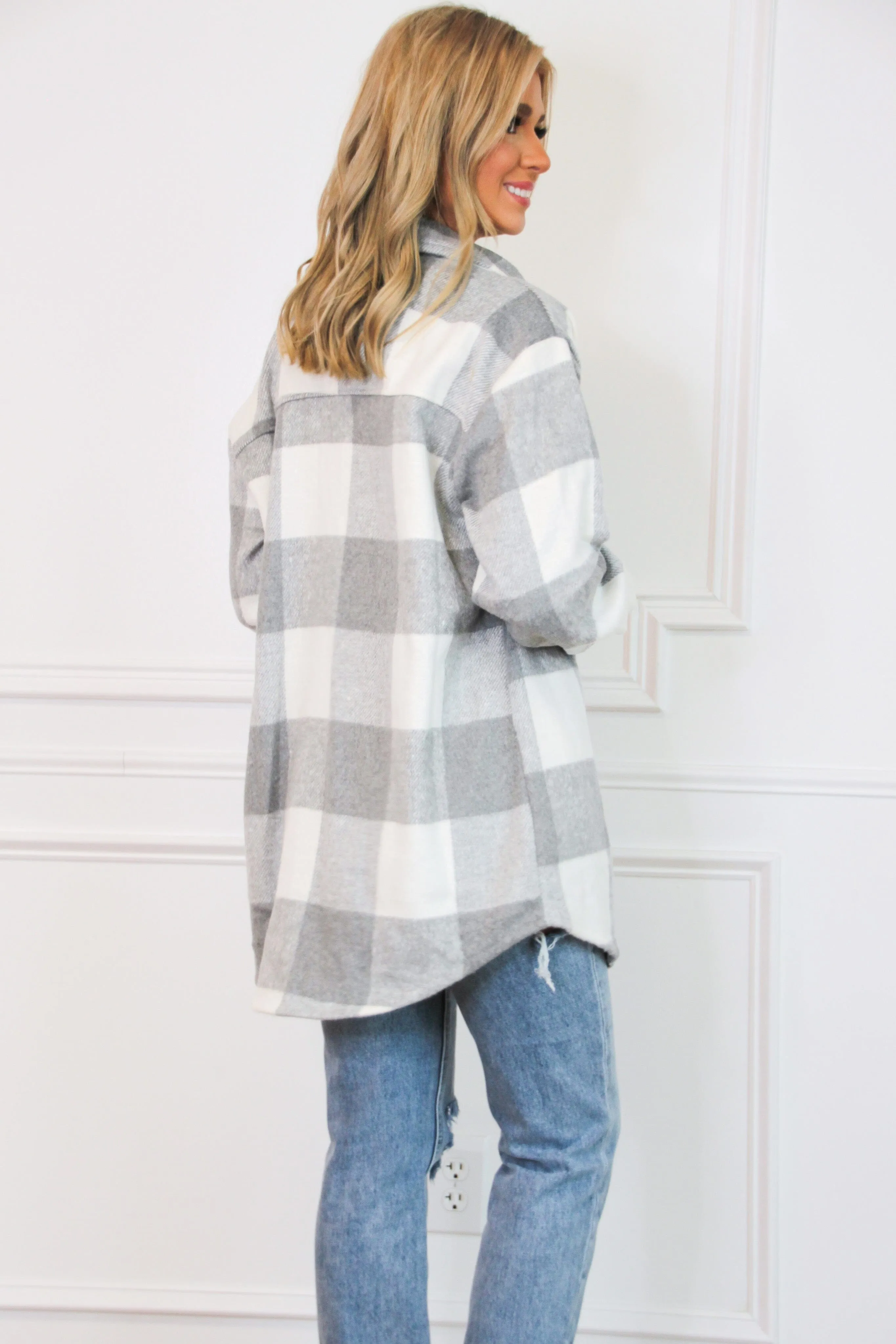 Settle the Score Shacket: Gray Multi sold by Bella and Bloom product image thumbnail 3