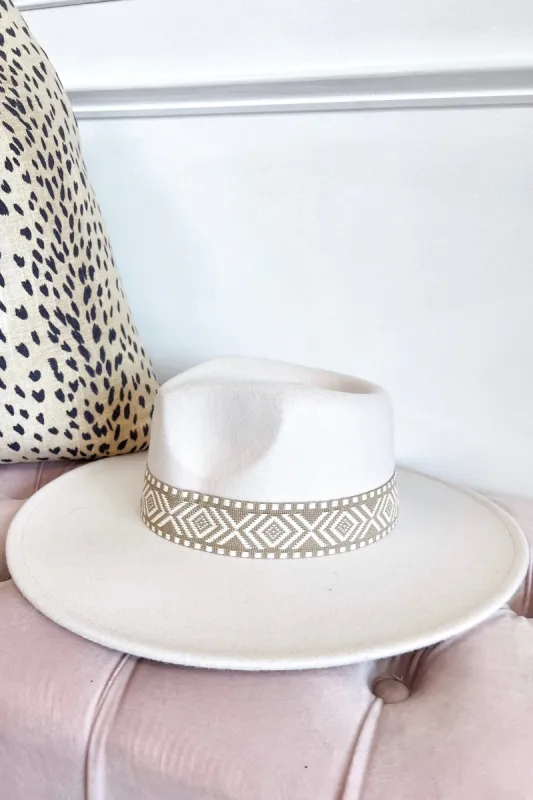 Wimberly Geometric Hat: Cream/Taupe sold by Bella and Bloom