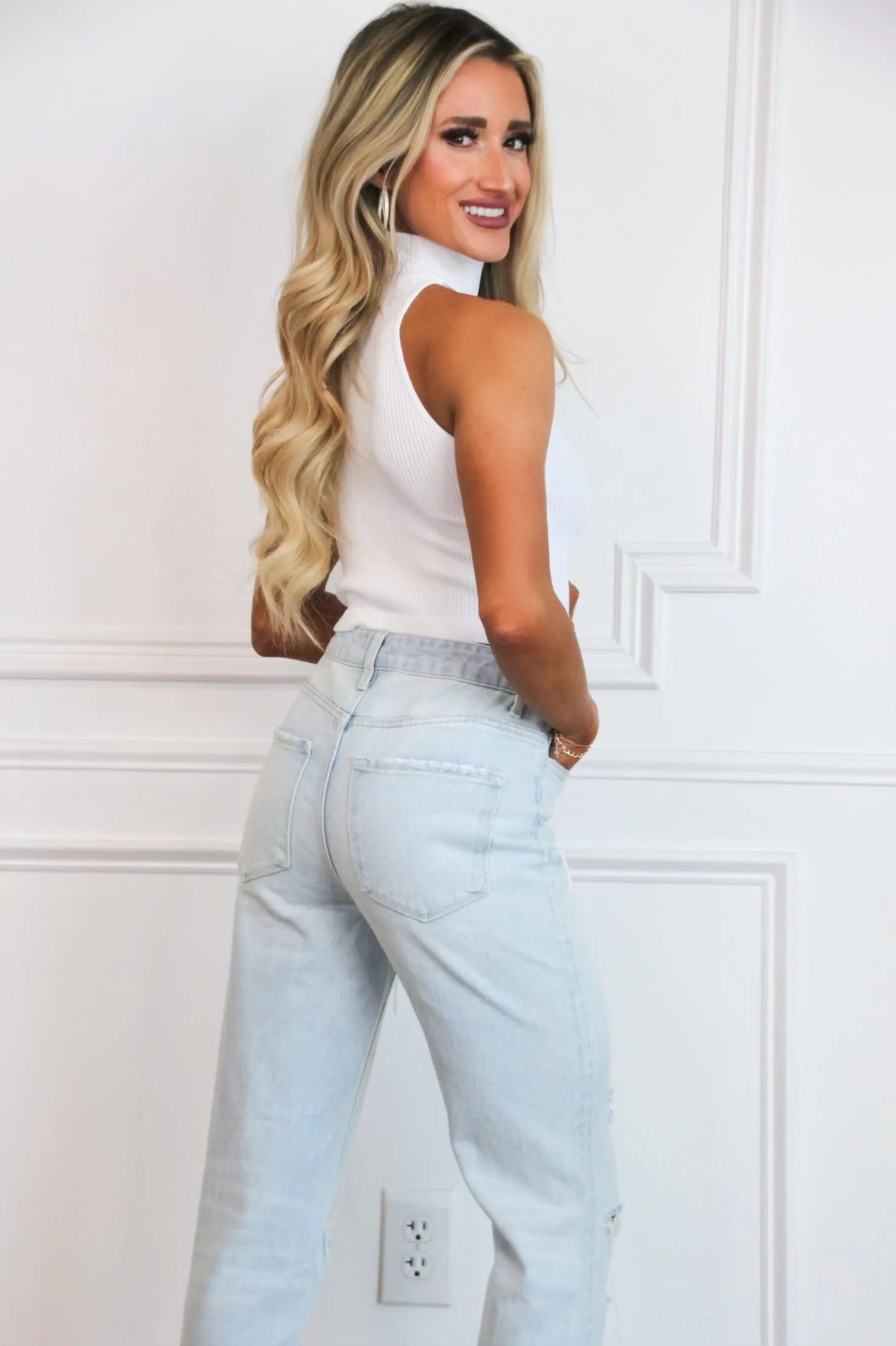 Liam High Neck Thick Ribbed Crop Top: White sold by Bella and Bloom product image thumbnail 2