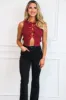 So Sweet Bow Sleeveless Sweater Crop Top: Wine sold by Bella and Bloom