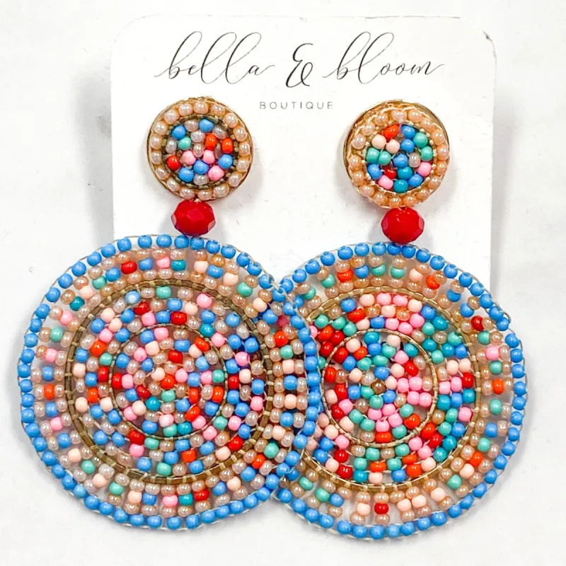 Beaded Medallion Earrings: Rainbow sold by Bella and Bloom