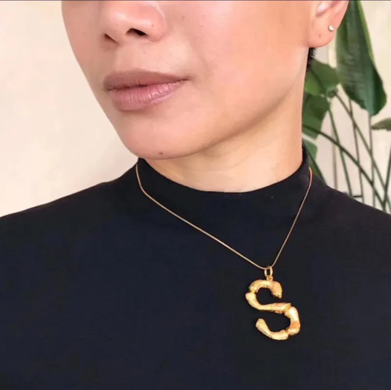 Bamboo Initial Necklace: Gold sold by Bella and Bloom