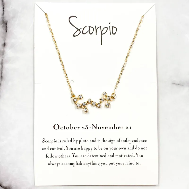 Zodiac Necklace: Gold, Scorpio sold by Bella and Bloom