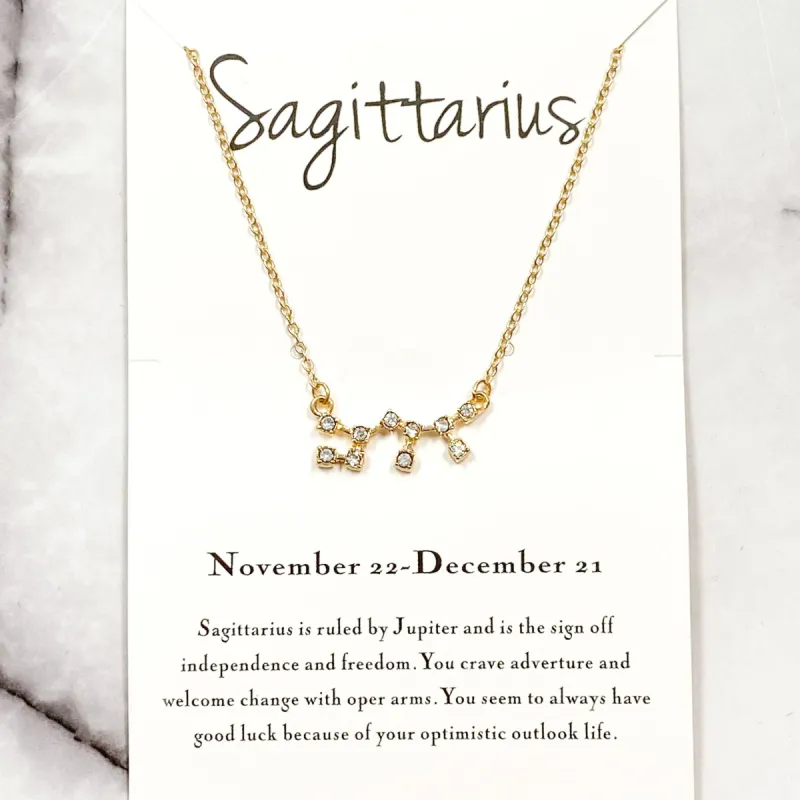 Zodiac Necklace: Gold, Sagittarius sold by Bella and Bloom