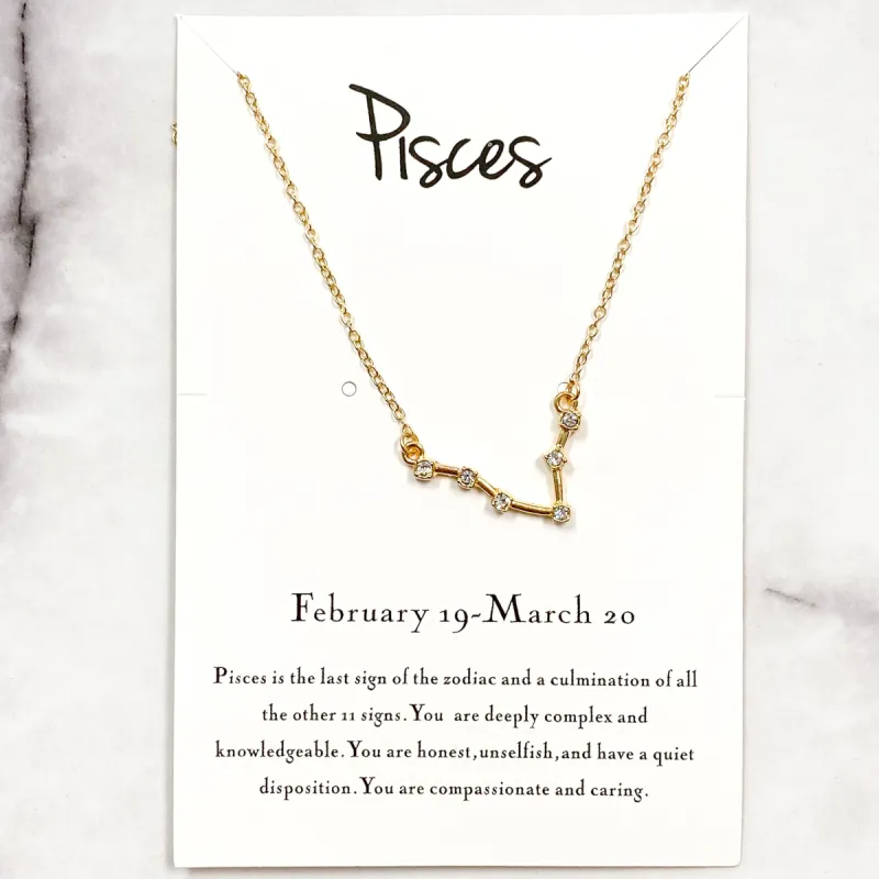 Zodiac Necklace: Gold, Pisces sold by Bella and Bloom