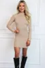 Schultz Ribbed Mock Neck Sweater Dress: Taupe sold by Bella and Bloom