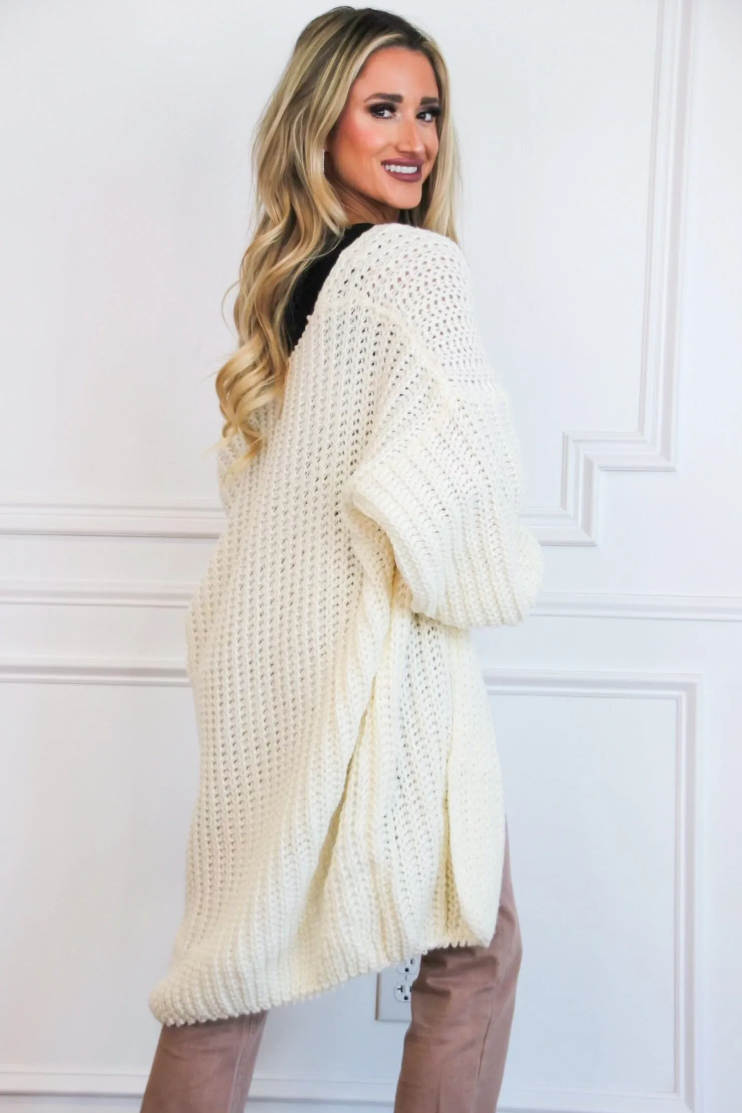Cuddle Up Chunky Knit Oversized Cardigan: Cream sold by Bella and Bloom product image thumbnail 2