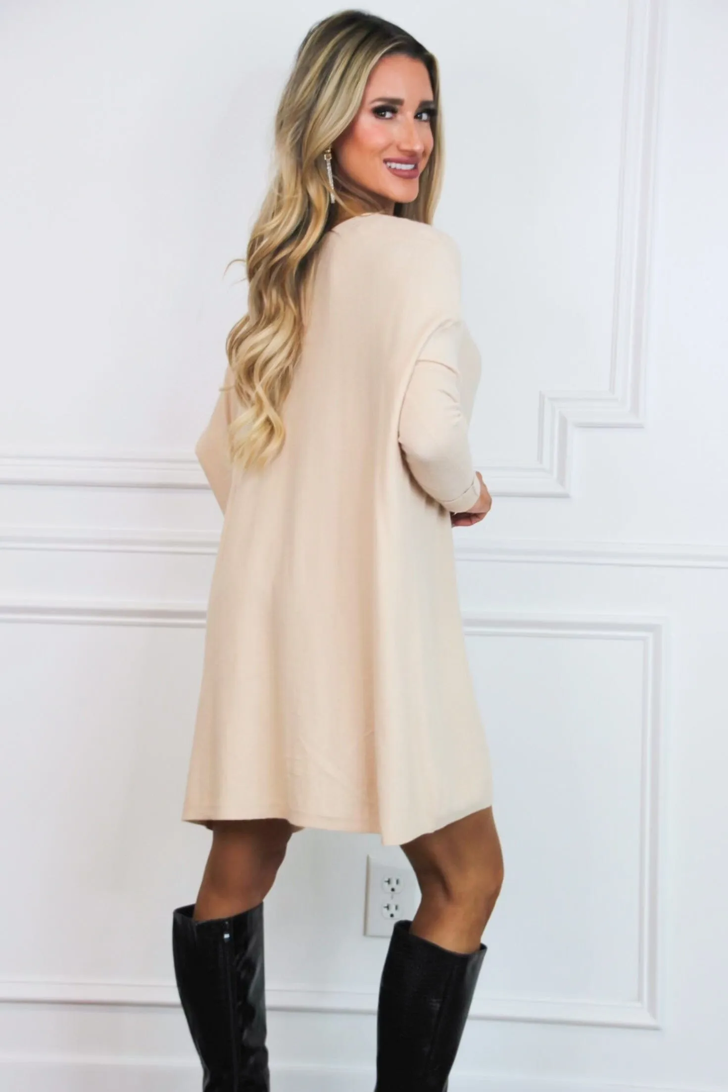 So Cozy Boat Neck Tunic Sweater: Beige sold by Bella and Bloom product image thumbnail 2