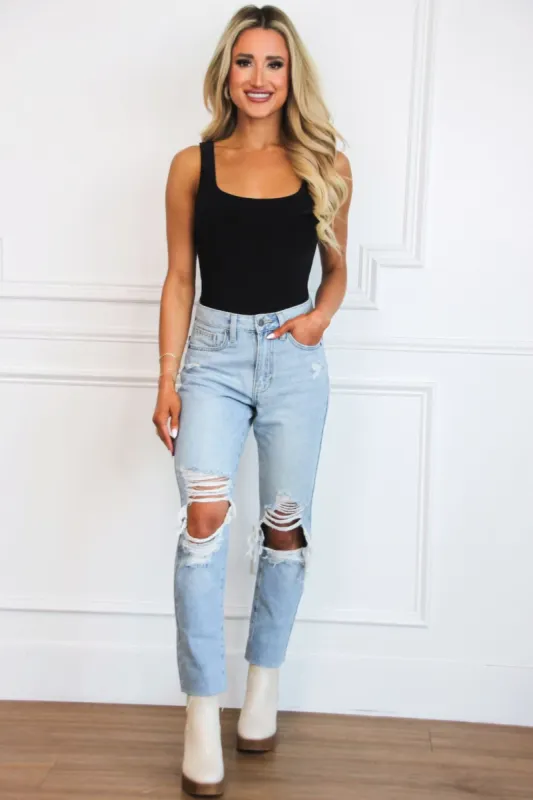 Every Day Essential Square Neck Bodysuit: Black sold by Bella and Bloom