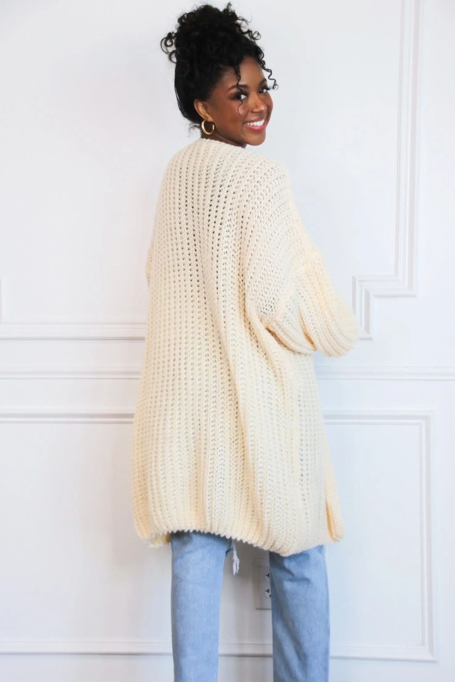 Stanley Chunky Knit Oversized Cardigan: Cream sold by Bella and Bloom product image thumbnail 3