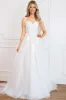 Posie Floral Applique Bustier A Line Sparkly Wedding Dress: Off White/Nude sold by Bella and Bloom