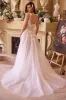 Posie Floral Applique Bustier A Line Sparkly Wedding Dress: Off White/Nude sold by Bella and Bloom