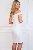 Francesca Sequin Off Shoulder Midi Dress: White sold by Bella and Bloom