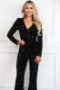 Meet Me There Sequin Tie Jumpsuit: Black sold by Bella and Bloom