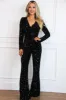 Meet Me There Sequin Tie Jumpsuit: Black sold by Bella and Bloom