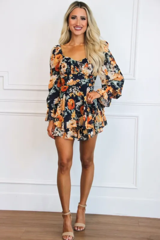 Holly Floral Romper: Navy Multi sold by Bella and Bloom