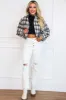 Running Late Plaid Puffer Vest: Navy Multi sold by Bella and Bloom