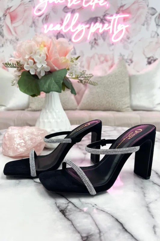 Tonic Embellished Sparkly Heels: Black Suede sold by Bella and Bloom