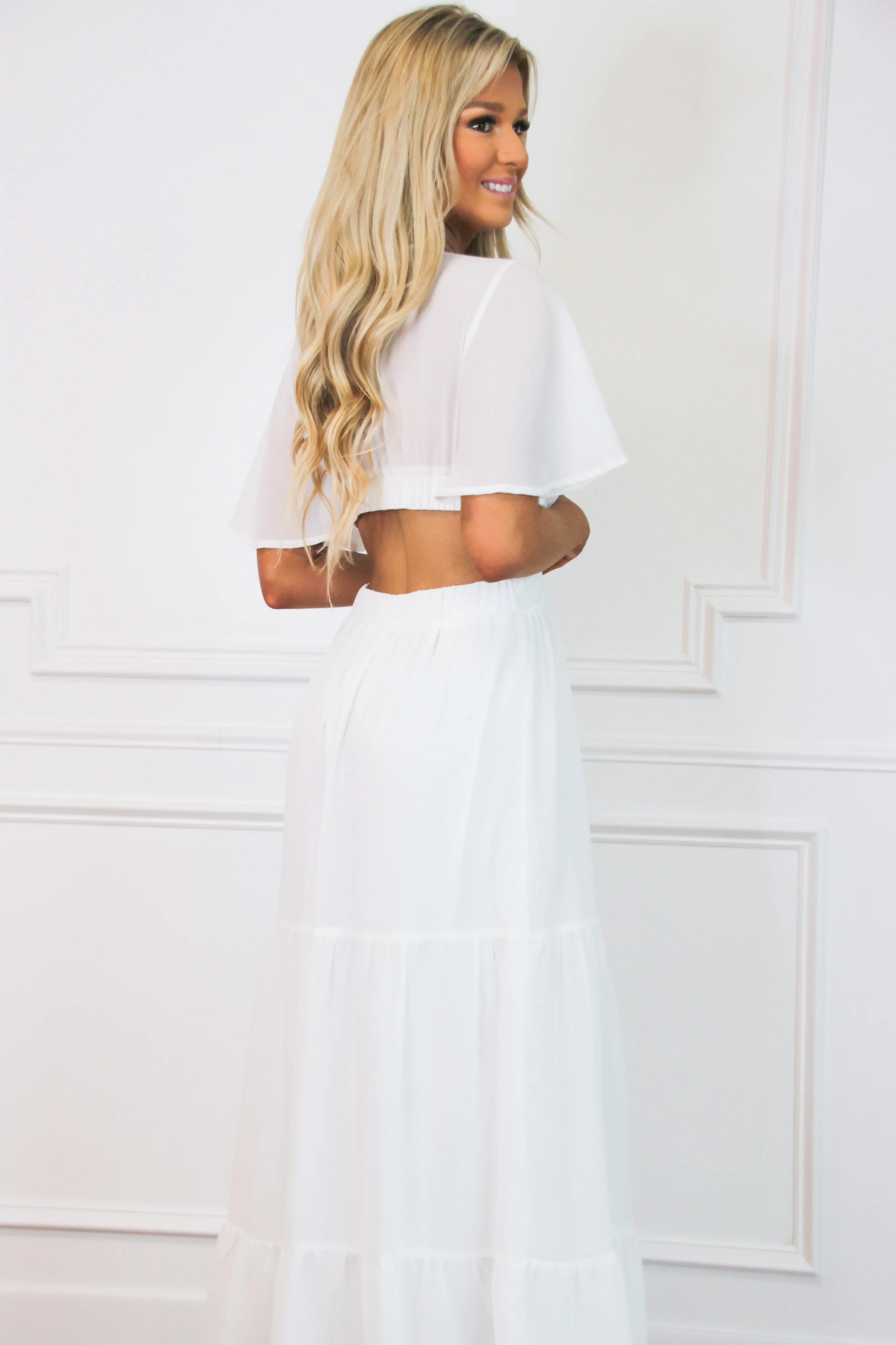 Come Away With Me Cutout Maxi Dress: White sold by Bella and Bloom product image thumbnail 3