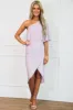 Sweet Escape Sparkly One Shoulder Midi Dress: Lavender sold by Bella and Bloom