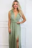 Selma V Neck Maxi Dress: Sage sold by Bella and Bloom