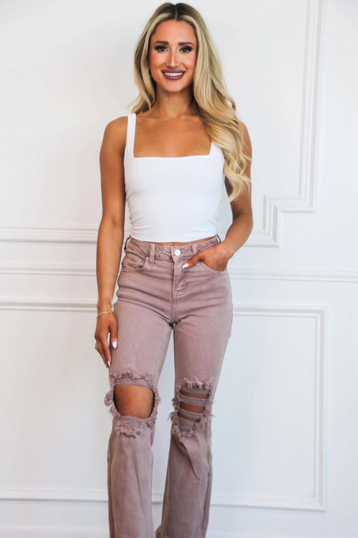 Rowe Square Neck Crop Top: Ivory sold by Bella and Bloom product image thumbnail 2