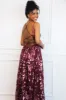 Maya Sequin Open Back Maxi Dress: Burgundy sold by Bella and Bloom