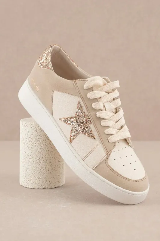 Liberty Glitter Star Sneakers: Beige sold by Bella and Bloom
