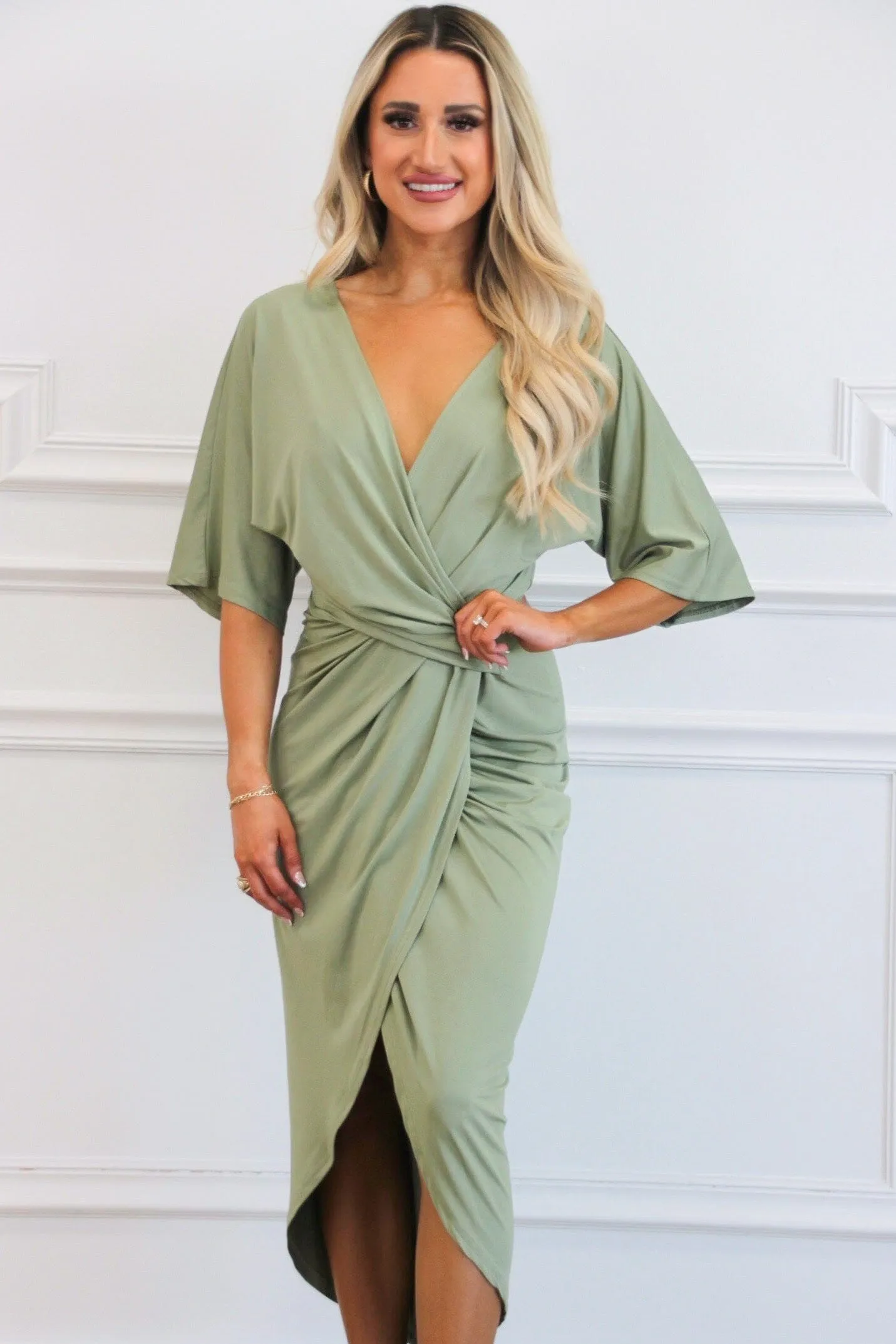 Loving You Is Easy Midi Dress: Sage sold by Bella and Bloom product image thumbnail 2