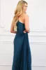 Novelle One Shoulder Pleated Asymmetrical Maxi Dress: Sapphire Blue sold by Bella and Bloom