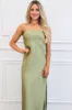 Locklin Strapless Satin Maxi Dress: SOLID Sage sold by Bella and Bloom