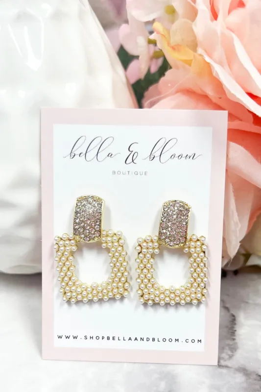 Retail Therapy Earrings: Gold/Pearl sold by Bella and Bloom