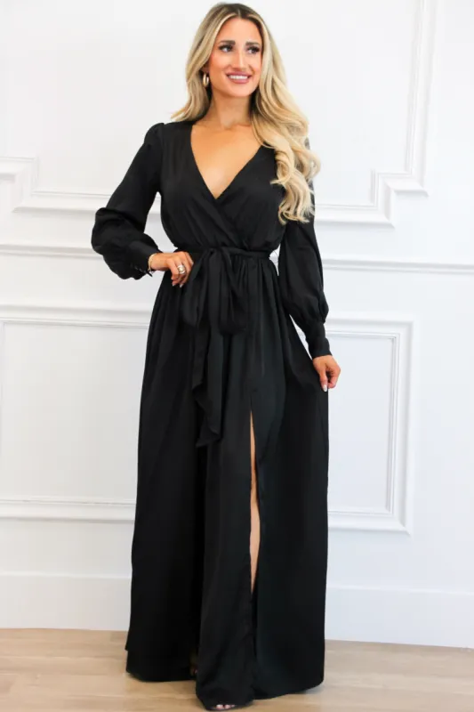 Winter Beauty Maxi Dress: Black sold by Bella and Bloom