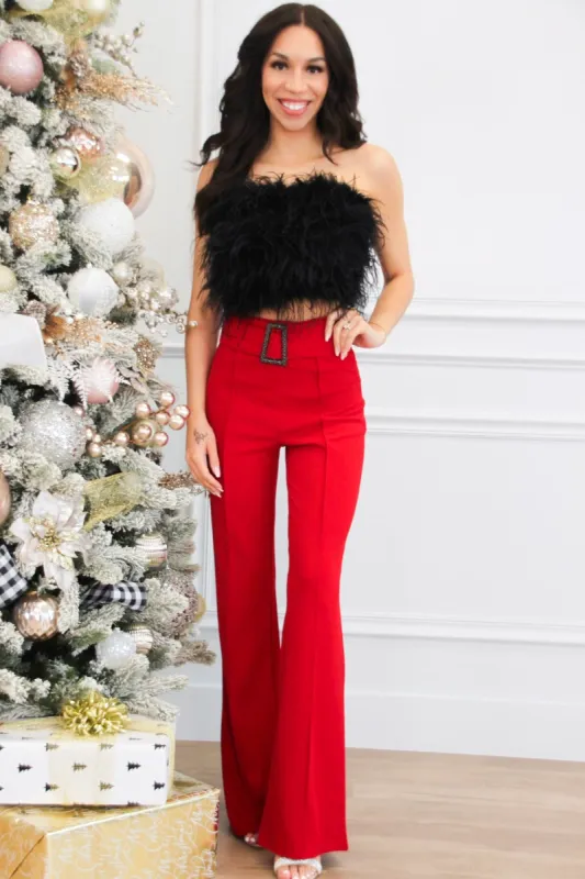 Ruffle Your Feathers Crop Top: Black sold by Bella and Bloom