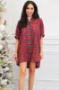 Holiday Spirit Plaid Shirt Dress: Red sold by Bella and Bloom