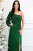 Elle One Shoulder Shimmer Maxi Dress: Green sold by Bella and Bloom