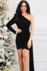 Empress One Shoulder Shimmer Dress: Black sold by Bella and Bloom