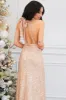 Party Glam Cowl Neck Sequin Maxi Dress: Rose Gold sold by Bella and Bloom